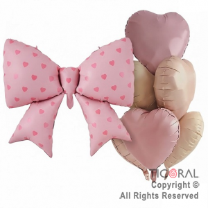SET DE GLOBOS METALIZADO MO�O Y CORAZONES 6 UNIDADES